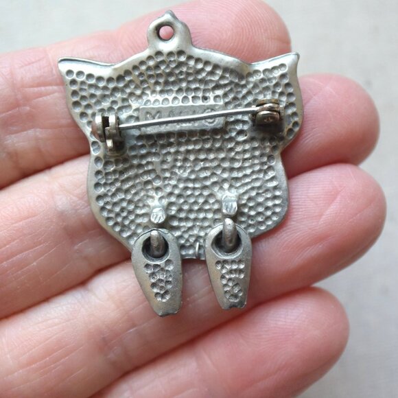 Vintage Pewter Pig Brooch with Moving Legs Signed "MALI" - Picture 5 of 5